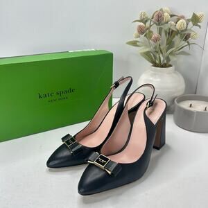 Kate Spade New York Bowdie Slingback Pumps Pointed Toe Black Women 8B NWB